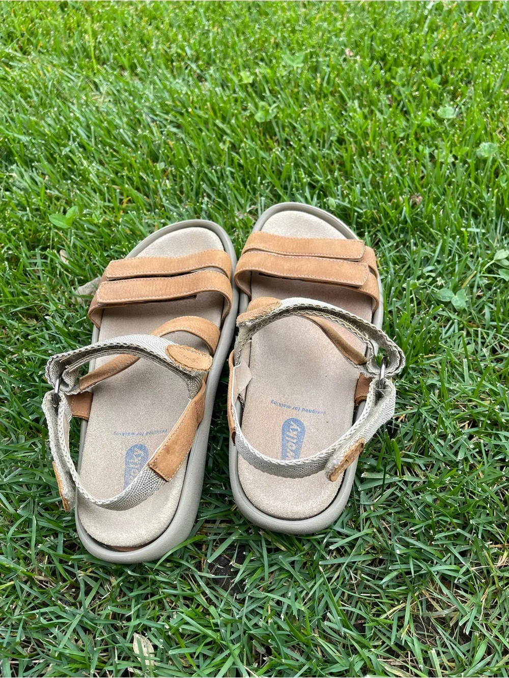 Wolky Jewel Leather Walking Sandals Tan Beige Adjustable Comfort Eu 38 US 7-7.5